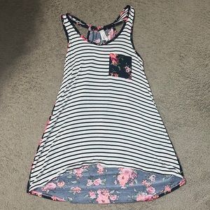 Striped floral tank top